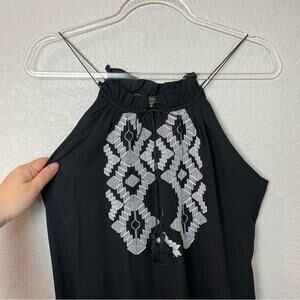 BNWT! LOVE STITCH Black Chiffon Maxi Dress w/Tribal Stitching Size M